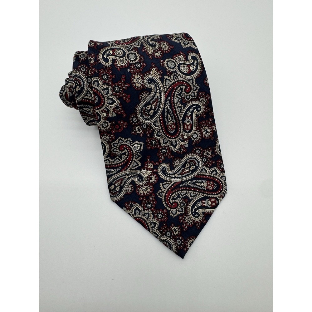 Carlo Palazzi Silk Tie Blue Red Paisley Floral Pattern 100% Silk Classic Necktie